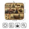 Vintage Bear Moose Dish Drying Mat 16x18 Inch Country Cabin Absorbent Dish Draining Mat Heat Resistant Drying Pad for Counter Sink Home view 2
