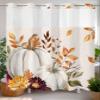 No Hook Thanksgiving Shower Curtain with Snap in Liner Set,Autumn Harvest Watercolor Pumpkin Double Layers Shower Curtains with See Through Top Window Fall Maple Leaves on Linen Bath Curtain,72Wx72L view 2