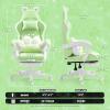 Vigosit Cute Cat Ears Gaming Chair for Women Girls - Ergonomic PU Leather Office Chair with Footrest cat paw Pillow, 360 Swivel Recliner, Green view 2