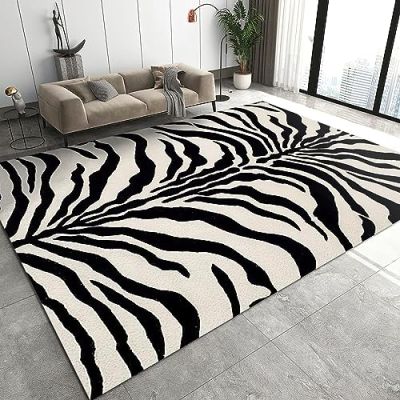2x4 Runner Rug Abstract Black and White Zebra Pattern Rugs for Entryway, Irregular Geometric Stripe Art Washable Kitchen Rugs Soft Non Slip Anti Fatigue for Sink Laundry Indoor Hallways