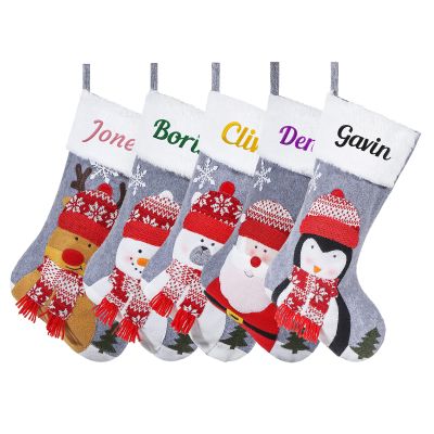 SINKSONS Personalized Christmas Stockings - 18.5" Faux Fur Cuff Stockings with Names, Ideal for Stairs Fireplace Hanging - 3D Design-Unforgettable Xmas Home Dcor (5 pcs)