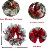 Svndlyn 22 Inch Lighted Snow Flocked Christmas Wreath with Red Bow Ball Ornaments PineCones Berries Holiday Hanging Decoration for Door, Wall, Mantel view 3