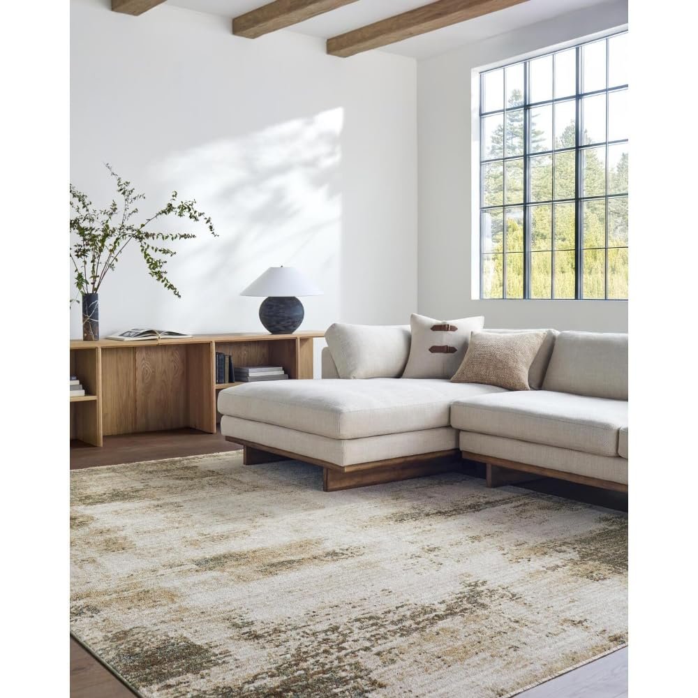 Livabliss x Galey Alix Myrtle Avenue III Modern Abstract Area Rug, 6'7" x 9' (7' x 9'), Cream/Taupe