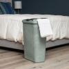 Mind Reader Slim Laundry Hamper with Lid, 40L Clothes Basket, Premium Wicker Design, Plastic, Mint view 2