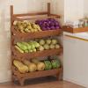 4 Tier Wood Fruit Vegetable Basket Stand, 39 Inch Tall Large Capacity Home Shelf/ Supermarket Retail Display Holder with Detachable Tray, Vertical Floor Storage Rack(ligjt grey,66x28x100cm/26x11x39.5i view 1