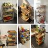 4 Tier Wood Fruit Vegetable Basket Stand, 39 Inch Tall Large Capacity Home Shelf/ Supermarket Retail Display Holder with Detachable Tray, Vertical Floor Storage Rack(ligjt grey,66x28x100cm/26x11x39.5i view 2