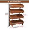 4 Tier Wood Fruit Vegetable Basket Stand, 39 Inch Tall Large Capacity Home Shelf/ Supermarket Retail Display Holder with Detachable Tray, Vertical Floor Storage Rack(ligjt grey,66x28x100cm/26x11x39.5i view 3