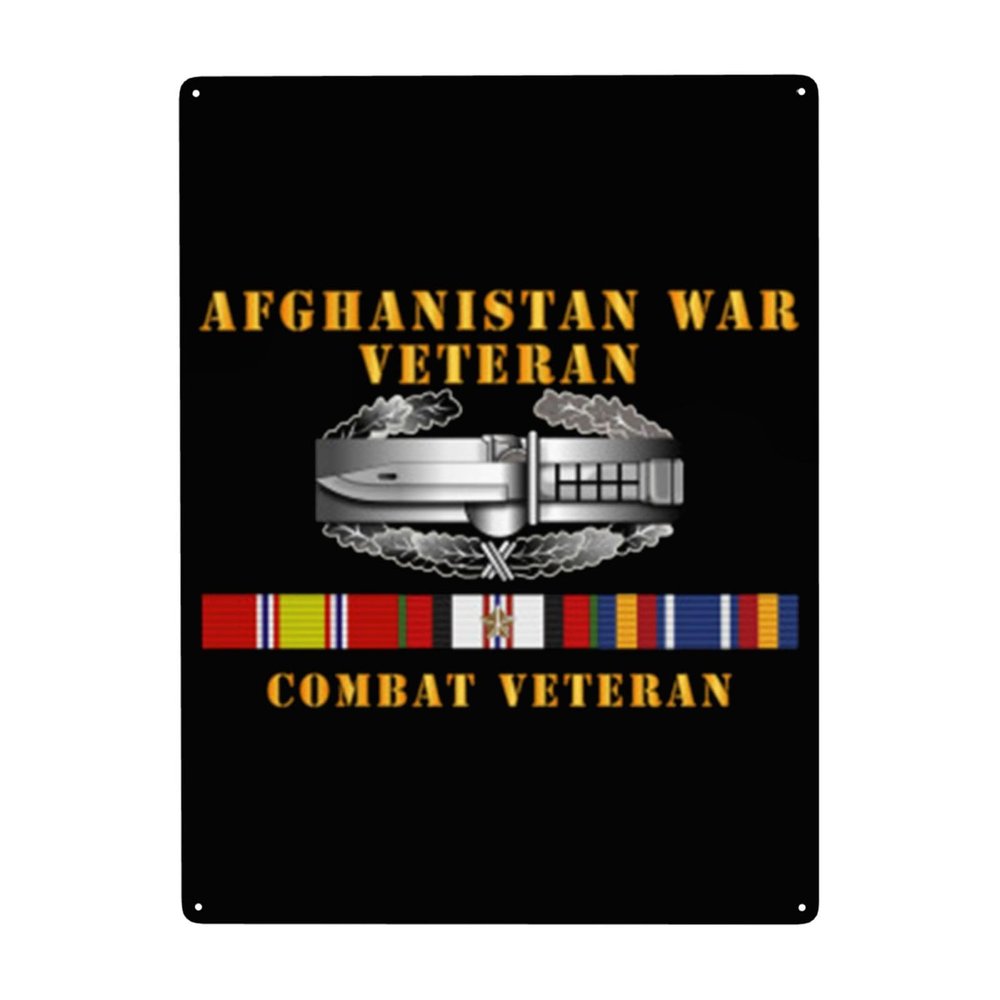 Afghanistan War Veteran Combat Veteran Metal Signs Metal Wall Art Decor Yard Garage Signs Home Bar Decor Sign
