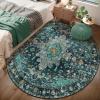 Ciicool Washable Area Rug Round 5x5 Teal Boho Bedroom Non-Slip Oriental Entry Throw Low-Pile Indoor Floor Carpet for Dining Room Laundry Foyer Decor (Teal/Multi) view 3