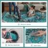 Ciicool Washable Area Rug Round 5x5 Teal Boho Bedroom Non-Slip Oriental Entry Throw Low-Pile Indoor Floor Carpet for Dining Room Laundry Foyer Decor (Teal/Multi) view 4