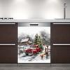 Christmas Tree Red Truck Wallpaper Dishwasher Magnetic Stickers Winter Snow Kitchen Fridge Magnet Cover Decals Home Decorations Vinyl Sticker 23W x 26H inchs view 2