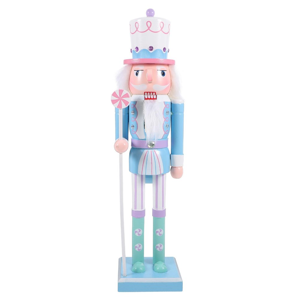 VOSAREA Wooden Nutcracker Figure Christmas Decor Xmas Blue Desktop