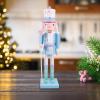 VOSAREA Wooden Nutcracker Figure Christmas Decor Xmas Blue Desktop view 3