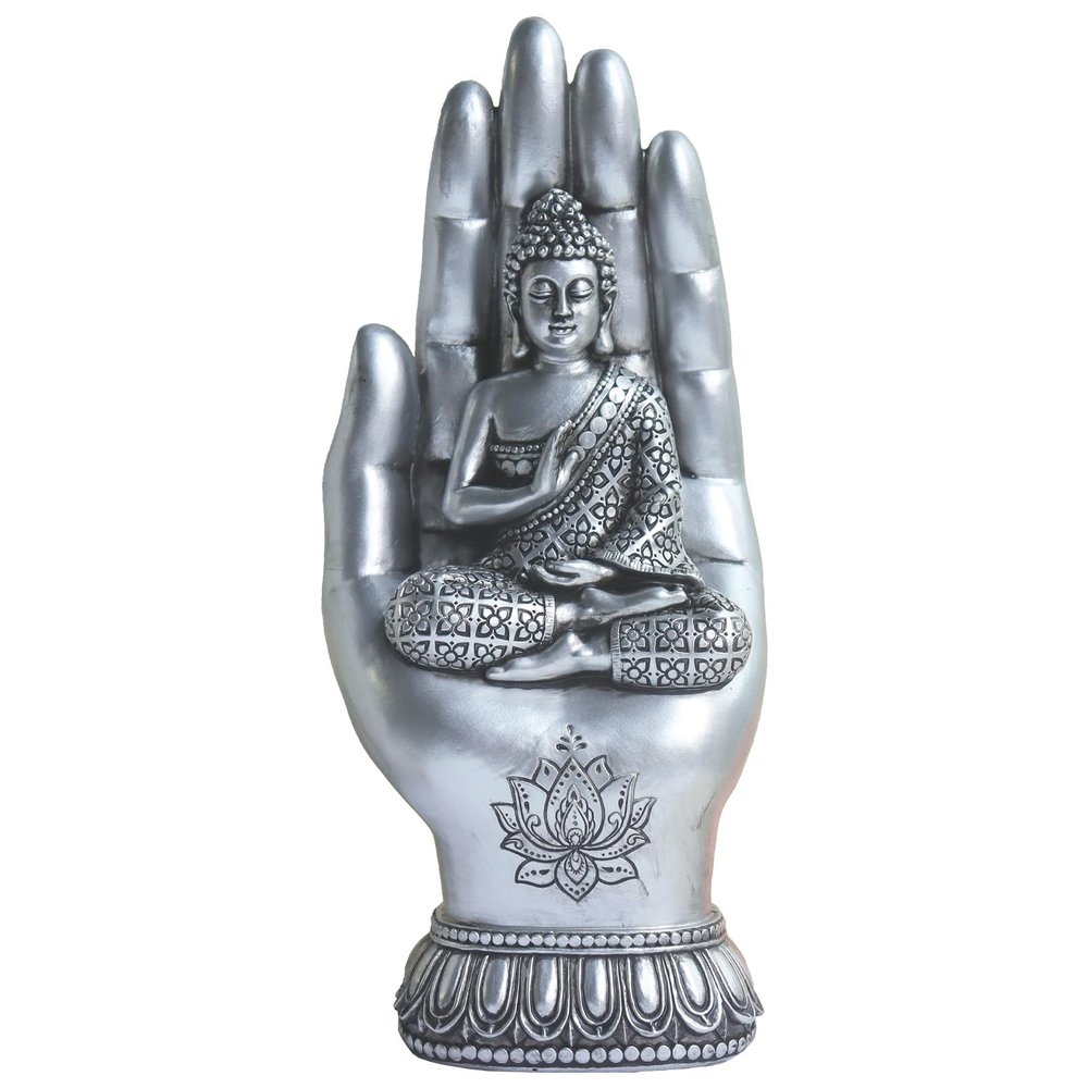 Pigort Buddha Statue Home and Garden Zen Lotus Decorative Sculpture Praying Collectibles Figurines,Home Decoration for Self 9.1 in, Resin