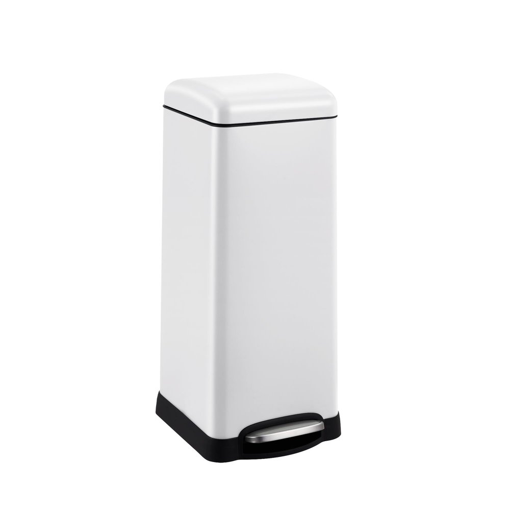 GarveeHome 8 gal Step-Open Trash Can with Soft-Close Lid, Modern, Minimalistic for Home, Kitchen, Laundry Room, Office, Bedroom, Bathroom, with Removable Inner Bucket, White
