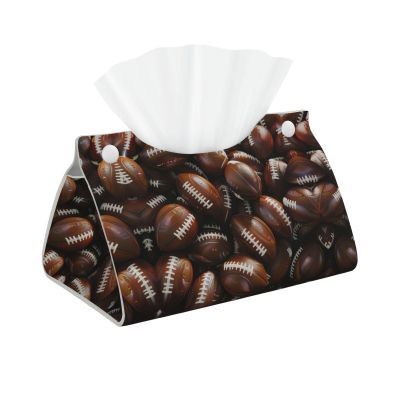 Pile of Footballs Modern Decorative Long Tissue Box Cover, Foldable Rectangular Tissue Box Case Organizer Holder