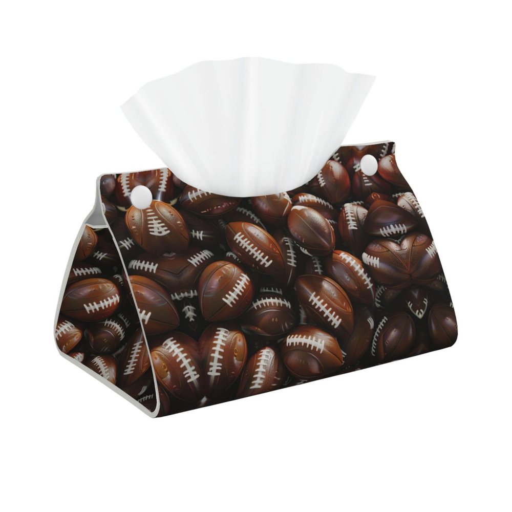 Pile of Footballs Modern Decorative Long Tissue Box Cover, Foldable Rectangular Tissue Box Case Organizer Holder