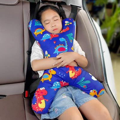 X-Shaped Car Travel Pillow for Cars Seat Kids Adults Head and Body Support Pillow Cartoon Neck Pillows Soft Long-Distance Travel Car Sleeping Seat Belt Pillows Breathable Cars Aircraft Travel Cushion