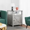 HOSEOKA Farmhouse Nightstand Set of 2 with Charging Station, Rustic End Table Bedroom with Storage Living Room Side Table Grayish White Night Stand Industrial Bedside Table view 2