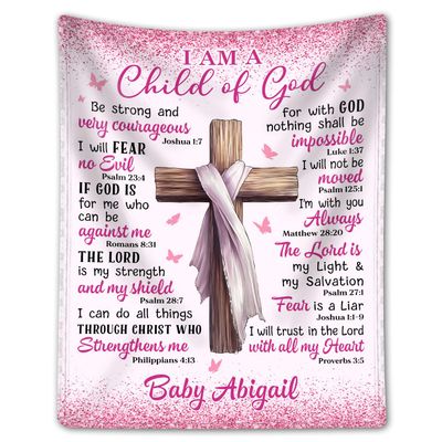 Fleece Blanket 50x60 - Baptism Gifts for Girl, Boys, Teen Girl, Baby Girl, Women, Men, Adults - 'I Am a Child of God' Blanket Gifts - Ideal Baptism Gift for All Ages (Pink, 60x50 Inches)