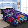 Pamnest Comforter Set Full Size, Game Graffiti 7 Pcs Bedding for Kids and Adults, Neon Geometric Gaming Bed Sheet Sets with Fitted Sheet 2 Pillowcase & 2 Sham for Bedroom Bed Decor view 2