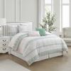 Grand Avenue 7 Piece White Green Comforter Set, California King Size Clipped Bedding Set, All Season Geometric Bedding, Matching Pillows, Shams, Bed Skirt view 2