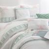 Grand Avenue 7 Piece White Green Comforter Set, California King Size Clipped Bedding Set, All Season Geometric Bedding, Matching Pillows, Shams, Bed Skirt view 3