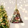 ASKJDT Christmas Tree Shape Bookshelf Pendant, Mini Christmas Treeacrylic Hanging Ornaments,Books Stacked Ornament,Christmas Party DecorCar Rear View Mirror Hanging Ornaments (1PCSB) view 2