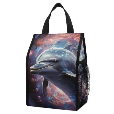 FunnyStar Dolphin Insulated Grocery Bags Collapsible Cooler Bag Reusable Shopping Bag Tote Bag for Picnic