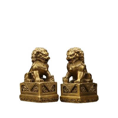 Siunwdiy Brass Foo Dog Statues Pair, Traditional Chinese Guardian Lions, Feng Shui Decor, Home and Garden, Housewarming Gift, to Ward Off Negative Energy,2.8" H x1.6 L x 1.2" W 0.44lb