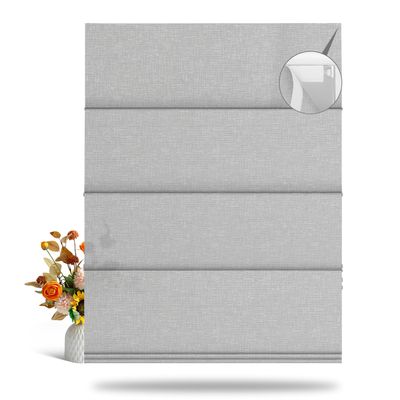 BERISSA No Drill Roman Shades.Cordless,Light Filtering.Grey.57 W x 72" H