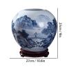 DONGDAWAN Vase Flower Vase Ceramic Vase 9 Inches Large Blue and White Porcelain Flower Vase Chinese Landscape Hand-Painted Rough Pottery Vases Bedroom Living Room Decor Ornament Vase Desktop Decor view 2
