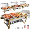 Chafing Dishes for Buffet 4 Pack, 8Qt [Multi-Size Food Pans] High Grade Chafing Dish Buffet Set Rolled-Edge Stacking Design [Easy Storage] Buffet Servers Food Warmers for Parties, Events & Weddings view 1