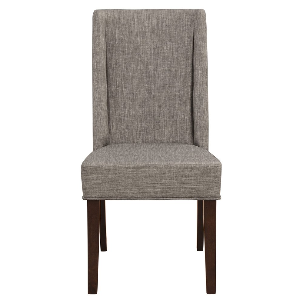 CHARMMA Contemporary Design Dark Brown Finish Dining Chairs Set of 2pc Fabric Upholstered Dining Room Furniture