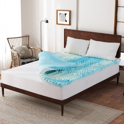 Dyonery 2 Inch 5-Zone Gel Memory Foam King Mattress Topper, CertiPUR-US Certified, Cooling Sleep, Pressure Relief, 76"80"2"