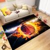 Fouiunler Basketball Rug for Boys Bedroom,3x4ft,Orange Basketball Court Rug,Burning Basketball Non Skid Rug Pad for Boys Bedroom Rugs Sports Area Rug for Living Room Game Room Indoor Rug view 1