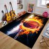 Fouiunler Basketball Rug for Boys Bedroom,3x4ft,Orange Basketball Court Rug,Burning Basketball Non Skid Rug Pad for Boys Bedroom Rugs Sports Area Rug for Living Room Game Room Indoor Rug view 2