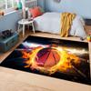 Fouiunler Basketball Rug for Boys Bedroom,3x4ft,Orange Basketball Court Rug,Burning Basketball Non Skid Rug Pad for Boys Bedroom Rugs Sports Area Rug for Living Room Game Room Indoor Rug view 3