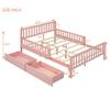 SOFTSEA Cute Full Platform Bed Frame for Boys Girls with Guardrail and Storage Wood Bed Frame with Drawers for Storage, Wood Slats and No Box Spring Needed, Pink view 2