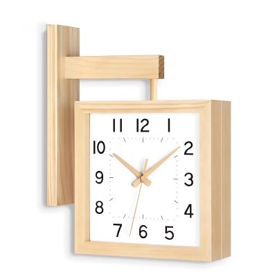 JIXDILO Wooden Corner Wall Clock, Modern Double-Sided Wall Clock Decorative Wall Art Decor for Living Room Kitchen(10inch, White)