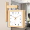 JIXDILO Wooden Corner Wall Clock, Modern Double-Sided Wall Clock Decorative Wall Art Decor for Living Room Kitchen(10inch, White) view 3