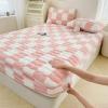 JIXDILO Velvet Fitted Sheet, Noiseless Fitted Sheet Soft Plush Fleece Bed Sheet, Mattress Protector Cover with 12'' Deep Pocket Breathable Mattress Pad Cover(Queen-59x79inch, Pink) view 1