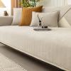 JIXDILO Fuzzy Couch Covers for Sofa,Striped Chenille Couch Cover,Herringbone Sectional Sofa Covers Furniture Protector,Non Slip Sofa slipcover for Dogs Pet,1 Piece Washable(70x90cm(28x35inch), Beige) view 1