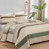 WONGS BEDDING Khaki Quilt King Size, Bohemian Stripe Quilt Sets 3 Pieces Boho Quilted Bedspread Set Lightweight Microfiber Coverlet Bedding Set All Season (104"x90") view 1