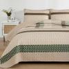 WONGS BEDDING Khaki Quilt King Size, Bohemian Stripe Quilt Sets 3 Pieces Boho Quilted Bedspread Set Lightweight Microfiber Coverlet Bedding Set All Season (104"x90") view 3