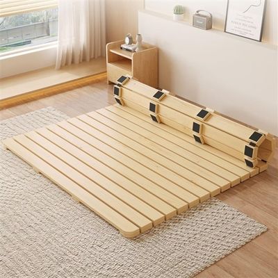YUAFVSI Foldable Roll-Type Slatted Bed Frame, Wood Breathable Floor Support Bed Frame, Folding Ranked Skeleton Hard Bed Support Board for Bedrooms, Guest Rooms, or Dormitories(78.7 * 39.4in)
