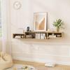 FABATO 59'' Floating TV Stand with LED Light Power Outlet, Floating Shelf for Under TV Wall Mount with Storage Shelf, Media Console Entertainment Center for Living Room, Natural Oak view 4