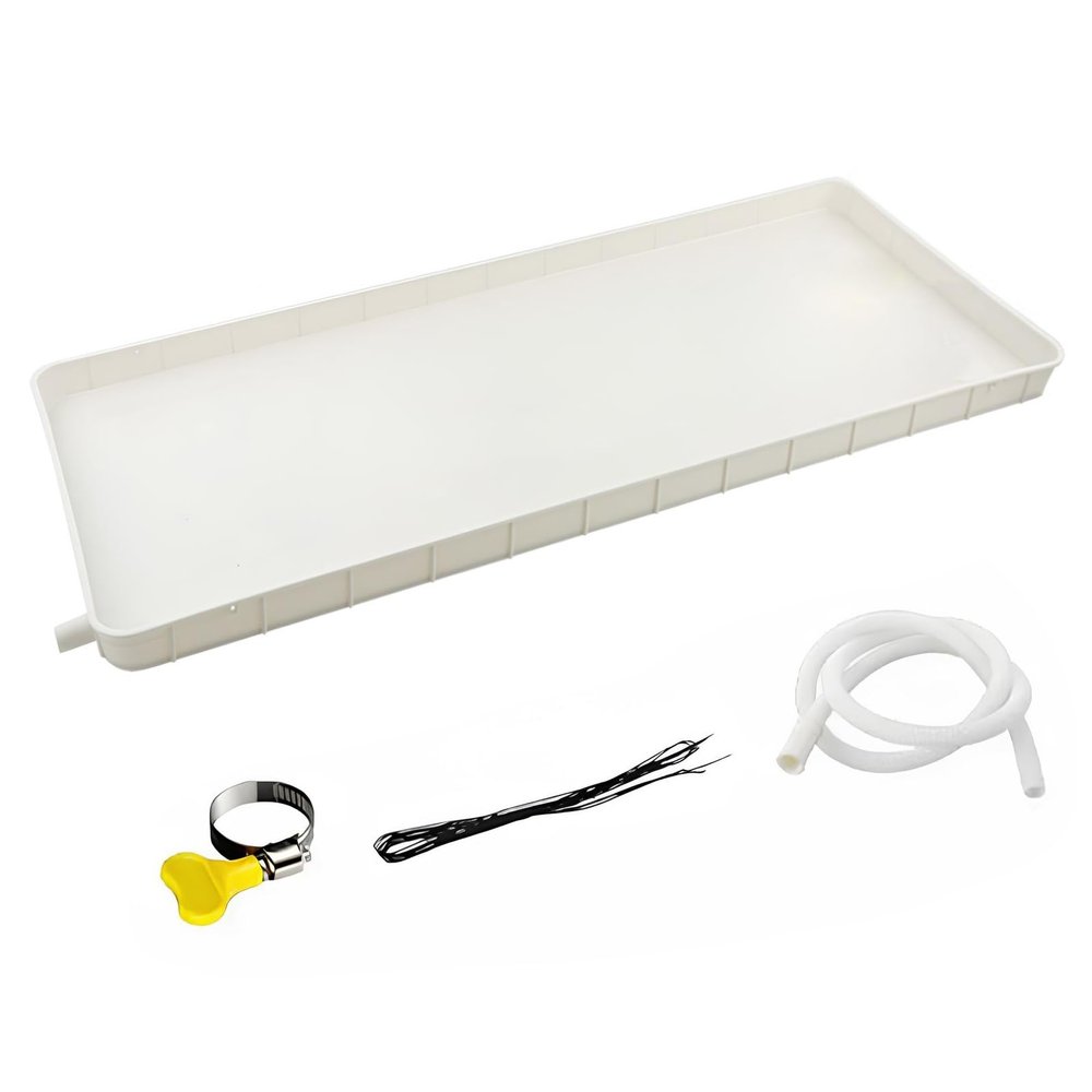ISOFORMA Condensate Drain Pan Plastic Drip Tray, AC Drip Pan with Drain, Universal Window Air Conditioner Drain Kit, for Indoor/Outdoor Split Air Conditioner Heat Pump Systems(1-2p,Hose 400cm)