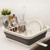 Foldable Dish Rack Kitchen Storage Holder Drainer Bowl Tableware Plate Portable Drying Rack Home Shelf Dinnerware Organizer view 3