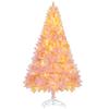 HOMCOM 6' Tall Prelit Christmas Tree Douglas Fir Artificial Christmas Tree with Realistic Branches, 250 Warm White LED Lights and 1000 Tips, Pink view 1
